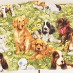 【文庫本】ゴムバンド栞付ブックカバー★犬の仲間たち★USAコットン