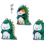 きぐるみ猫ちゃんブローチ(恐竜ver.)