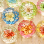 B級品 花ガラスカボション2花入 20mm 6個 ぷっくりタイプMIX