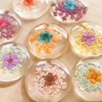 花ガラスカボション2花入　25mm　４個　MIX