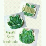ポーチ無【洗濯可】お食事スタイ  アジサイ 緑　Sany handmade