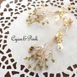 【送料無料】2017新作　❤️autumn leaf green樹脂ポストピアス/ばね式イヤリング❤️