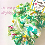 【大人気!在庫のみ!】草原のそよ風✴︎シュシュ/星/ゴールド/菜の花/春/夏/リーフ/ボタニカル/大人可愛い/ボリューム/はちみつ/蜂蜜/水彩/涼しげ