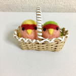 コザクラインコのプチ人形【ペア籠入り】