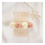  ふんわり＊やさしいお花のバレッタ*♪  結婚式などお呼ばれにも ホワイト＊ピンクベージュのポンポンマム