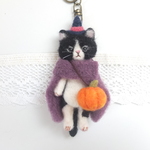 魔法使い猫　ハチワレ☆羊毛フェルト