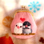 もふもふ文鳥の小さながま口  202