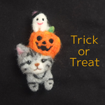 小さなハロウィン猫　アメショ☆羊毛
