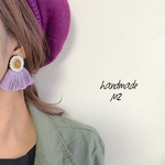 再販3♡ビーズ刺繍のフリンジピアス♡くすみパープル