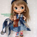 ＊デニムパッチワーク柄（ブルー）ワンピースコーデ＊９点セット＊ blythe outfit＊ブライス ＊ブーツ＊