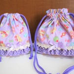 スイーツフリルのお弁当袋＆コップ入れ☆パープル☆