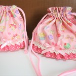 スイーツフリルのお弁当袋＆コップ入れ☆ピンク☆