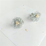 糸のループ満開フラワー【シルバーメタル】ピアス／イヤリング