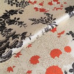 🐇生成り 京友禅 丸花模様 正絹緞子 丹後ちりめん 【50cm×36cm】クリーニング済み 反物より裁断 和布 生地 はぎれ リメイク素材 silk100%