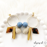 べっ甲 × くすみカラー 大ぶり ピアス／イヤリング