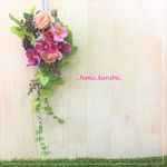 長さ43㎝ピンクのコスモスのオータムリース【M】◆造花・壁掛けリース