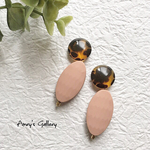 べっ甲× matte beige oval