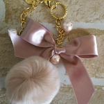 イニシャル付き☆PINKファーバックチャーム*リボン添え
