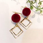  ♡再…再販!フロッキーボールのスクエアピアス（レッド）♡