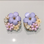 フラワーてんこ盛りデコピアス    パープル