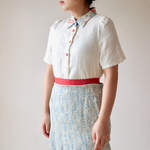 Women's 綿麻ダブルガーゼの夏ブラウス (no.043)