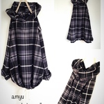 a.myu 上質cotton  bigパーカーコットン 黒グレーチェック