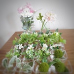 01410363さま、水♡まるで本物 枯れないwhite&greenナチュラルフラワーアレンジ、ミニブーケハーバリウム 