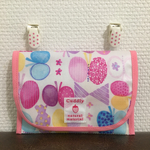 ラミネート移動ポケット☆パープルピンク☆リボンちょうちょ☆いちごタグ