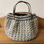 本革持ち手 ニットマルシェバッグ