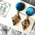 再販♡新作♡velourcabochon＊べっ甲colorイヤリング＊アンティークブルー