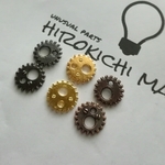 10個セット　3色ミックスカラー　歯車チャーム　11x11mm