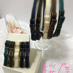限定セット  ゴールドライン シンプルリボン カチューシャ ヘアクリップ
