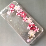花猫～赤 押し花 iPhoneケース オプション選べる スマホリング スマホケース