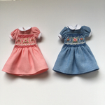 azmrabbit様専用 ブライス スモッキング刺繍ワンピース ピンク&ブルー