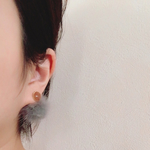 2way！ミンクファーとファー風一粒ピアス
