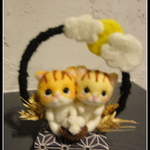 ＊お月見　２匹のねこちゃん　置物＊