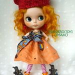 ＊ハロウィン♪ワンピコーデ♪耳付き帽子＊８点セット＊ blythe outfit＊ブライス ＊ワンピース・ブーツ＊かぼちゃ＊