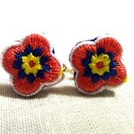 【北欧風】刺繍お花のイヤリング・ピアス