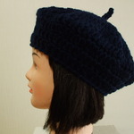 ニットベレー帽　成人女性用　紺