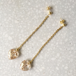[再販] チェコガラス ハート の ゴールド ロングピアス or イヤリング