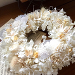 紫陽花リース(アンティークホワイト)♡〜永遠の幸せ～