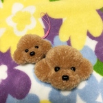 moppyuka様専用　動物ぽんぽん トイプードルブローチ（茶色 大）＆ストラップ（茶色 小）