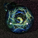Northern Lights 夜空 クラッシュオパール  ボロシリケイト ガラス ペンダントトップ 一点物 