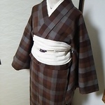 sale   kimono  ブラウン チェック