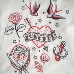 手刺繍ショルダーバッグ「TATTOOS・FOREVER」