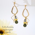 Khaki × Drop frame 〜simple long pierce★大人可愛い★ピアスorイヤリング
