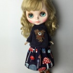 ★パープルきのこちゃん柄セット★くま太郎 ブライス