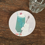 送料込み価格【art-series-吸水コースター(D)cream soda】にゃんことみーこ