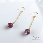 多面カット＊ルビー ピアス　k16gp　