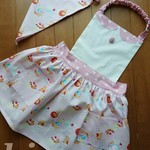 子供用 エプロン(ポケット)&三角巾 セット (スイーツ ピンク ) 